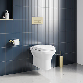 Crosswater MyHome Wall Hung Toilet Set – Brushed Brass Flush Plate