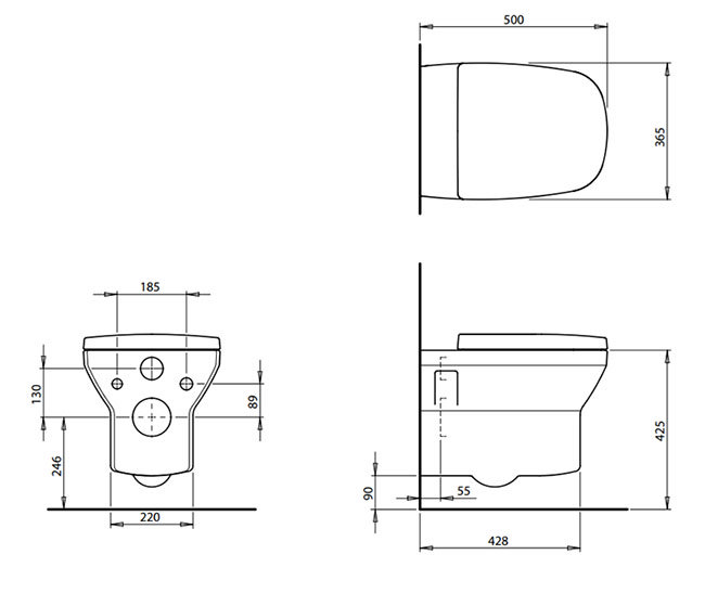 Crosswater MyHome Wall Hung Toilet Set – Chrome Flush Plate