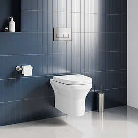 Crosswater MyHome Wall Hung Toilet Set – Stainless Steel Effect Flush Plate