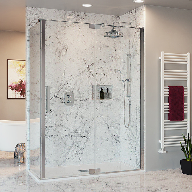 Crosswater Optix 10 Polished Stainless Steel Side Panel for Pivot Door with Inline Profile Large Im