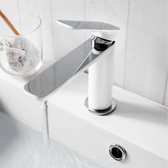 Crosswater Pier Monobloc Basin Mixer - White - PI110DNW  Profile Large Image