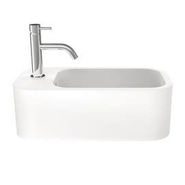 Crosswater Popolo 480 x 250mm (1TH) Wall Hung Cloakroom Basin - White Gloss Medium Image