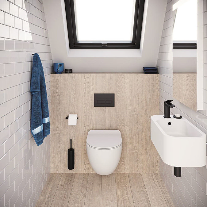 Crosswater Popolo 480 x 250mm (1TH) Wall Hung Cloakroom Basin - Matt White  Feature Large Image