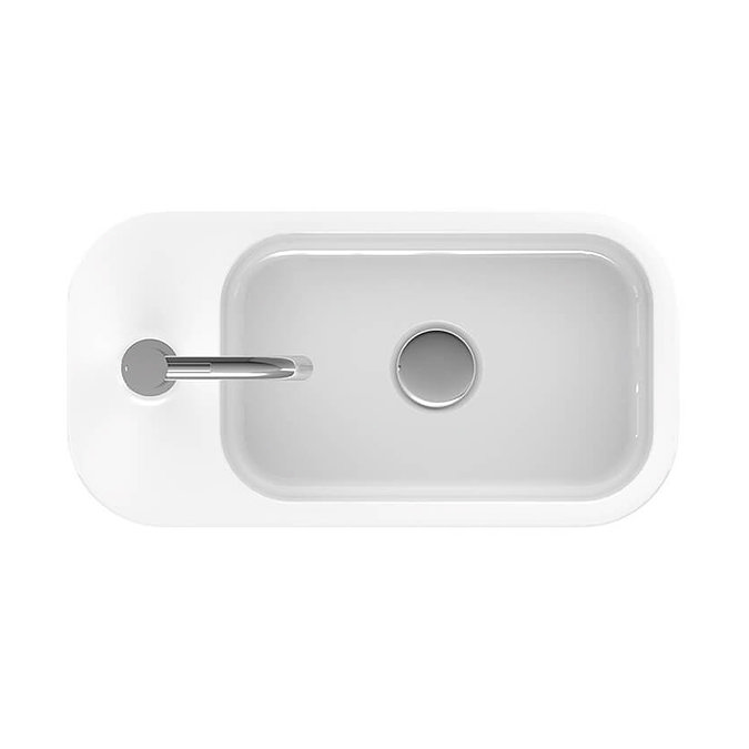 Crosswater Popolo 480 x 250mm (1TH) Wall Hung Cloakroom Basin - Matt White  Feature Large Image