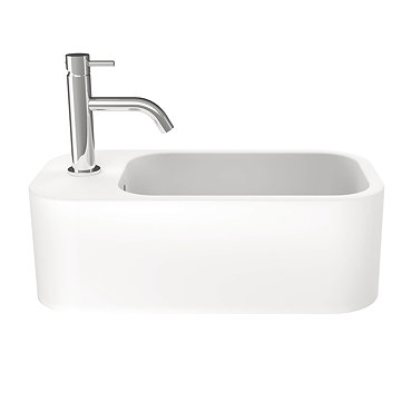 Crosswater Popolo 480 x 250mm (1TH) Wall Hung Cloakroom Basin - Matt White  Feature Large Image