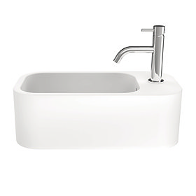 Crosswater RH Popolo 480 x 250mm (1TH) Wall Hung Cloakroom Basin - Matt White  Large Image