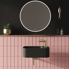 Crosswater RH Popolo 480 x 250mm (1TH) Wall Hung Cloakroom Basin - Matt Black Large Image