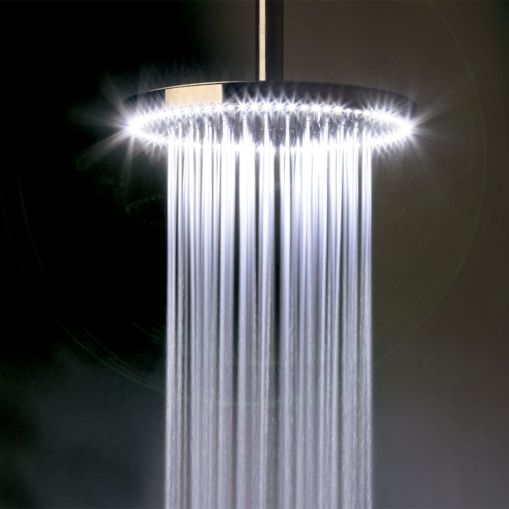 Crosswater - Rio White 240mm Round Showerhead with Lights and Arm Profile Large Image