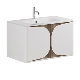 Crosswater Tambour 800mm One Drawer Wall Hung Vanity with 1TH Basin - Matt White