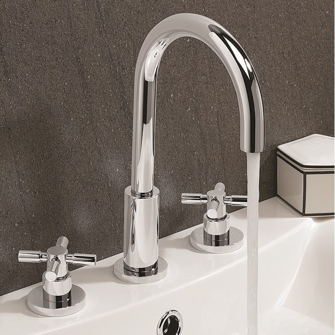 Crosswater Totti II 3 Tap Hole Basin Mixer with Pop-up Waste - TO135DPC+ Profile Large Image