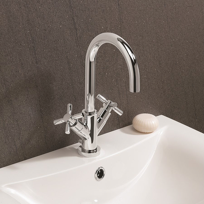 Crosswater Totti II Monobloc Basin Mixer Tap with Pop-up Waste - TO110DPC+ Profile Large Image