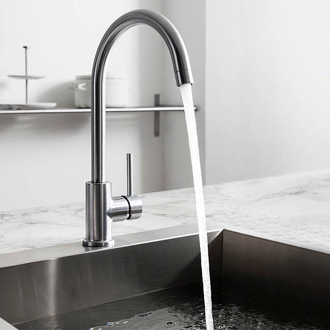 Crosswater Tropic Side Lever Kitchen Mixer w. Concealed Spray Head - Brushed Stainless Steel Profil