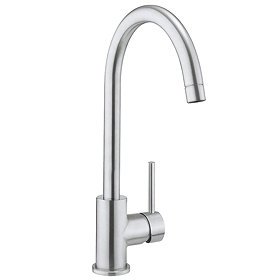 Crosswater Tropic Side Lever Kitchen Mixer w. Concealed Spray Head - Brushed Stainless Steel Large I