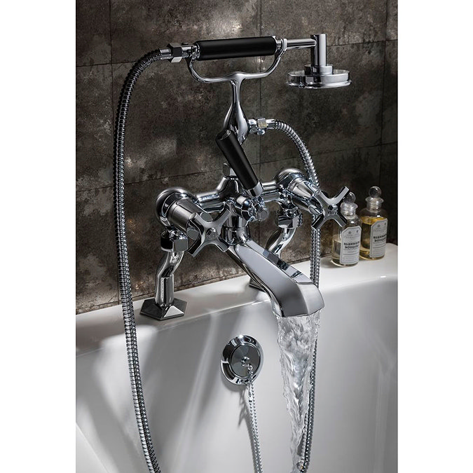 Crosswater - Waldorf Art Deco Black Lever Bath Shower Mixer with Kit - WF422DC_BLV Profile Large Ima