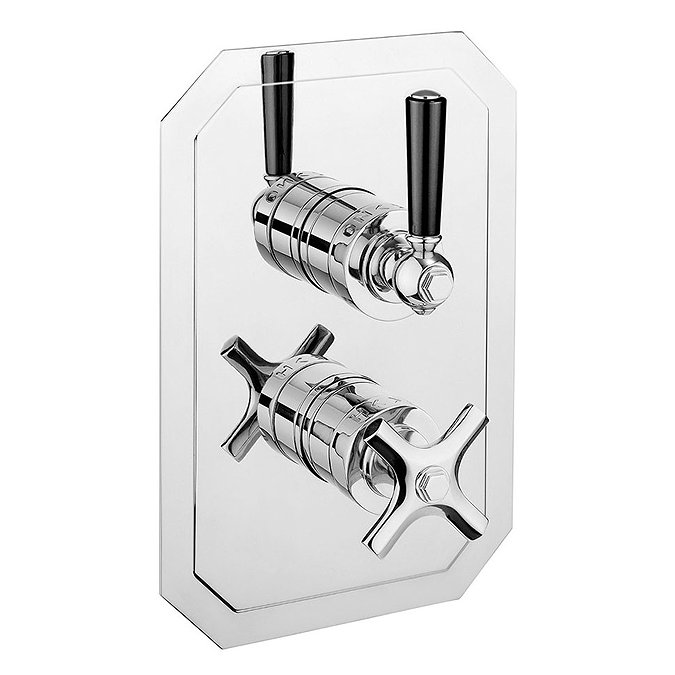 Crosswater - Waldorf Art Deco Black Lever Thermostatic Shower Valve with 2 Way Diverter - WF1500RC_B