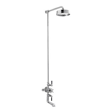 Crosswater - Waldorf Art Deco Black Lever Thermostatic Shower Valve with Fixed Head & Bath Spout Pro