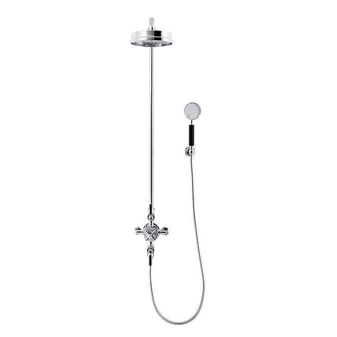 Crosswater - Waldorf Art Deco Black Lever Thermostatic Shower Valve with Fixed Head & Handset Profil