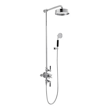 Crosswater - Waldorf Art Deco Black Lever Thermostatic Shower Valve with Fixed Head & Handset Profil