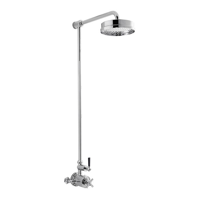 Crosswater - Waldorf Art Deco Black Lever Thermostatic Shower Valve with Fixed Head Large Image