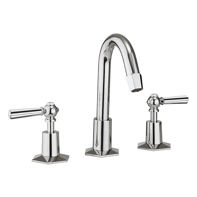 Crosswater - Waldorf Art Deco Chrome Lever 3 Tap Hole Tall Basin Mixer with Pop-up Waste - WF135DPC_