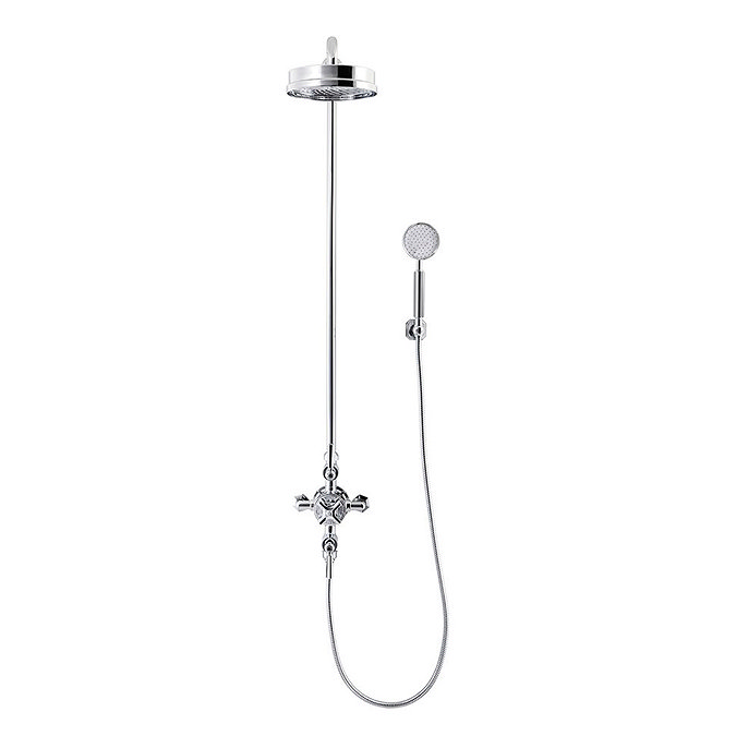 Crosswater - Waldorf Art Deco Chrome Lever Thermostatic Shower Valve with Fixed Head & Handset Profi