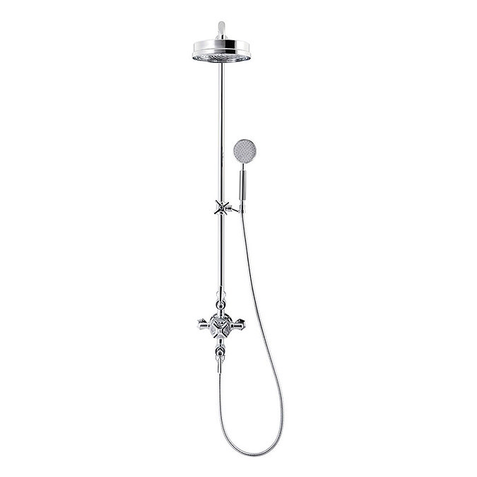 Crosswater - Waldorf Art Deco Chrome Lever Thermostatic Shower Valve with Fixed Head, Slider Rail & 