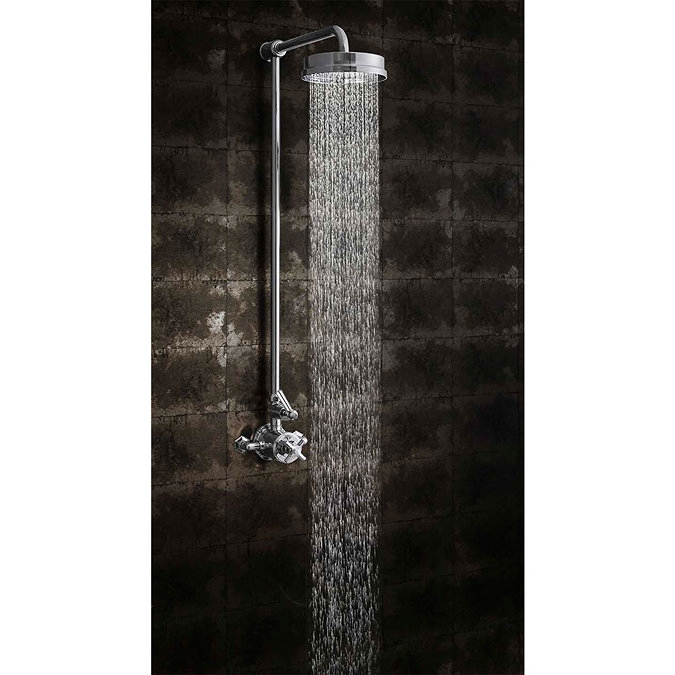 Crosswater - Waldorf Art Deco Chrome Lever Thermostatic Shower Valve with Fixed Head Feature Large I