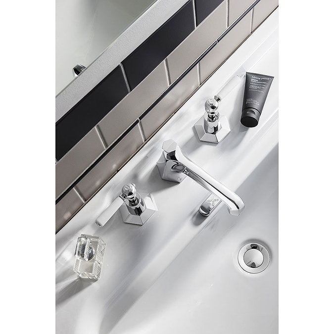 Crosswater - Waldorf Art Deco White Lever 3 Tap Hole Basin Mixer - WF130DPC_LV Profile Large Image