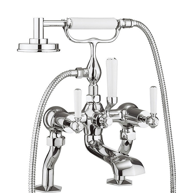 Crosswater - Waldorf Art Deco White Lever Bath Shower Mixer with Kit - WF422DC_LV Large Image