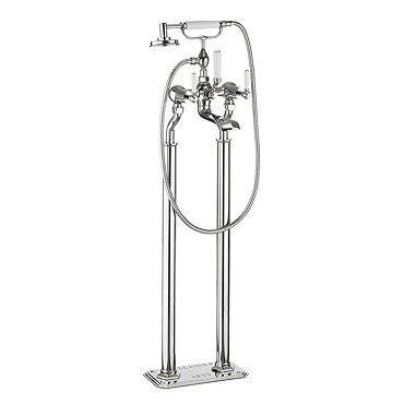 Crosswater - Waldorf Art Deco White Lever Floor Mounted Freestanding Bath Shower Mixer Profile Large