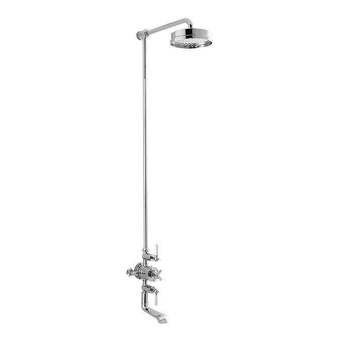 Crosswater - Waldorf Art Deco White Lever Thermostatic Shower Valve with Fixed Head & Bath Spout Lar