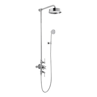 Crosswater - Waldorf Art Deco White Lever Thermostatic Shower Valve with Fixed Head & Handset Profil