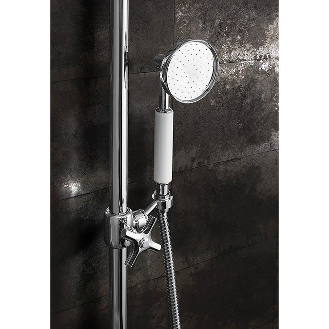 Crosswater - Waldorf Art Deco White Lever Thermostatic Shower Valve with Fixed Head, Slider Rail & H