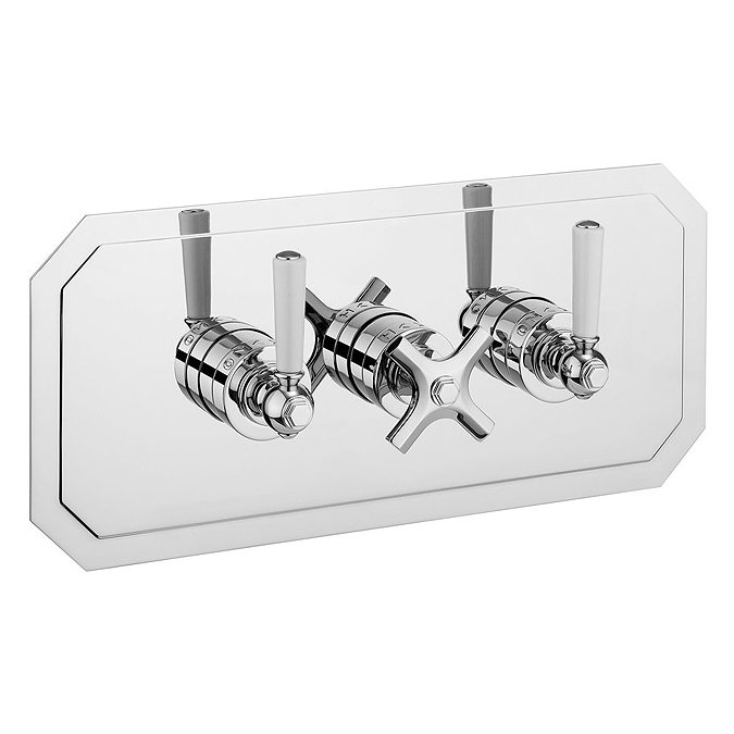 Crosswater - Waldorf Art Deco White Lever Triple Thermostatic Shower Valve with 2 Way Diverter - Lan