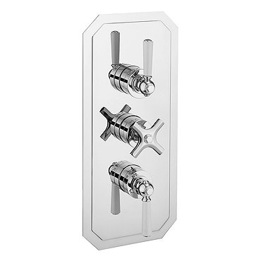 Crosswater - Waldorf Art Deco White Lever Triple Thermostatic Shower Valve with 2 Way Diverter - WF2