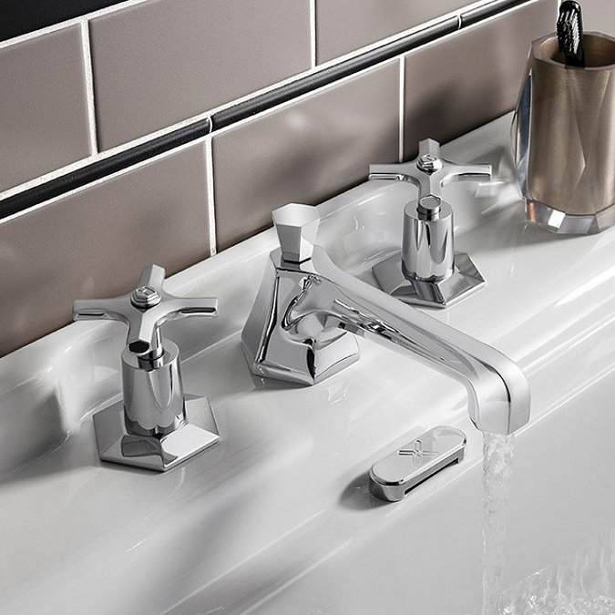 Crosswater - Waldorf Art Deco Crosshead 3 Tap Hole Basin Mixer - WF130DPC Feature Large Image