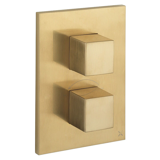 Crosswater - Water Square/Verge Crossbox 2 Outlet Trim & Levers - Brushed Brass Large Image