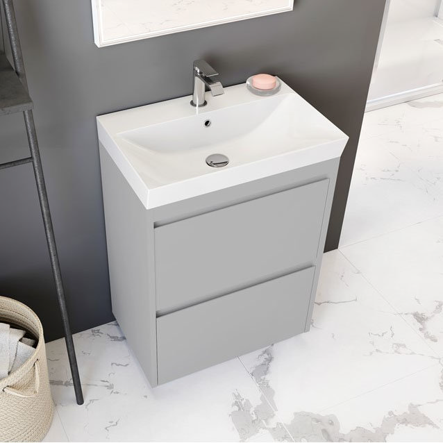 Crosswater Zion 60 Floor Standing Unit + Basin - Storm Grey Matt  Profile Large Image