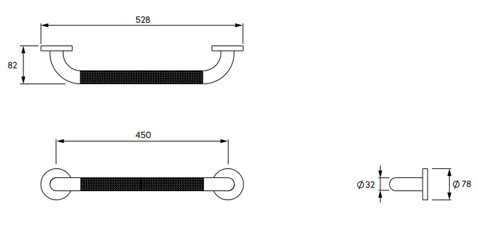 Croydex 450mm Anti Slip Grab Bar - Chrome
