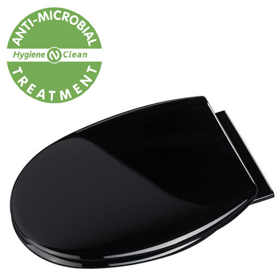 Croydex Anti-Bacterial Polypropylene Toilet Seat with Slow-Close Hinge - Black Large Image