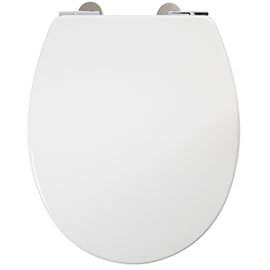 Croydex Anti-Bacterial Thermoset Toilet Seat with Slow-Close Easy-Fit Hinge - Gloss White Medium Ima