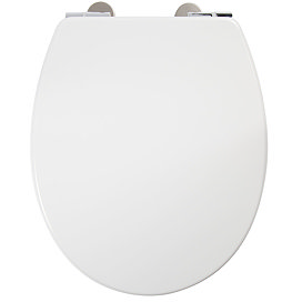 Croydex Anti-Bacterial Thermoset Toilet Seat with Slow-Close Easy-Fit Hinge - Gloss White Large Imag
