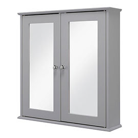 Croydex Ashby Grey Wooden Double Door Mirror Cabinet with FlexiFix - WC280031 Medium Image