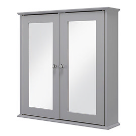 Croydex Ashby Grey Wooden Double Door Mirror Cabinet with FlexiFix - WC280031 Large Image