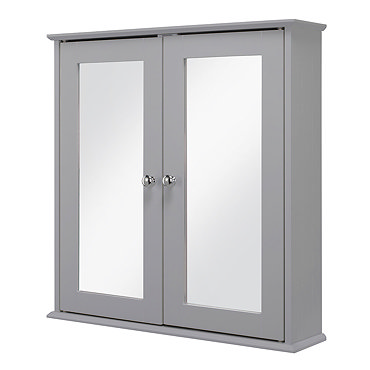 Croydex Ashby Grey Wooden Double Door Mirror Cabinet with FlexiFix - WC280031  Profile Large Image