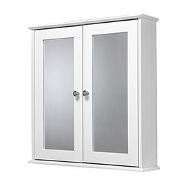 Croydex Ashby White Wooden Double Door Cabinet with FlexiFix - WC280022 Medium Image