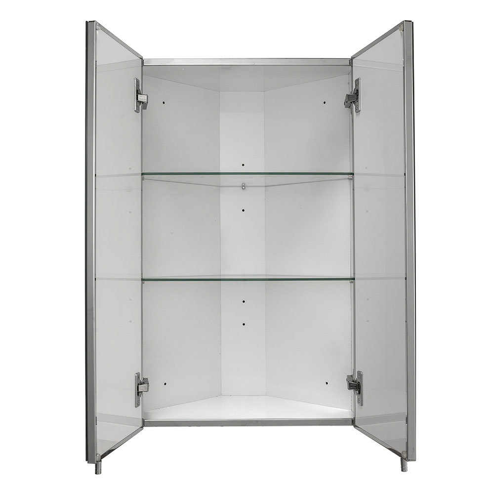 Croydex Avisio Double Door Stainless Steel Corner Mirror Cabinet - WC766105