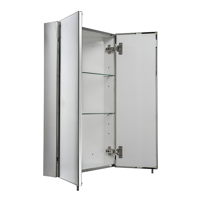 Croydex Avisio Double Door Stainless Steel Corner Mirror Cabinet - WC766105  Standard Large Image