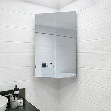 Croydex Avisio Double Door Stainless Steel Corner Mirror Cabinet - WC766105  Profile Large Image