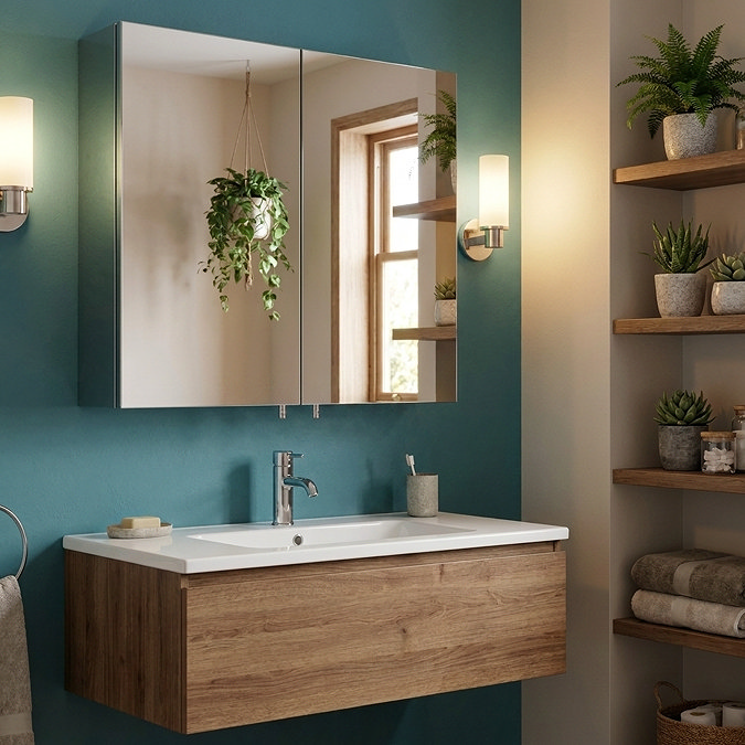 Croydex Avon Double Door Stainless Steel Mirror Cabinet